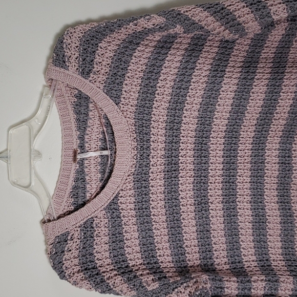 Free people pink agray chunky knit sweater, scoop neck, oversized womens size XS - Picture 2 of 7